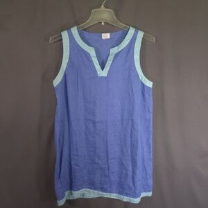 Sigrid Olsen 100% Linen Shift Dress Sleeveless V-Neck Size Large